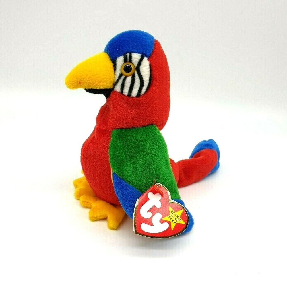 Ty Jabber Beanie Baby 1997/1998 Plush Parrot P.E.Pellets Vintage NWT Tropical
